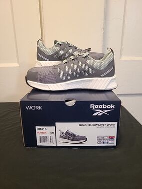 Reebok Women's Fusion Flexweave Work Shoe - Gray/Light Gray Sz 6M Composite Toe
